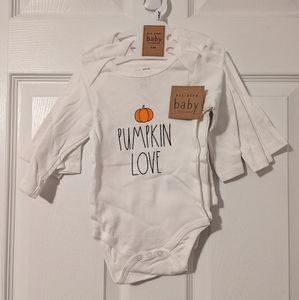 NWT Rae Dunn Set of 3 Fall Long Sleeve Onesies 6-9months.